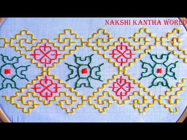 Hand embroidery border line design by Nakshi Kantha World