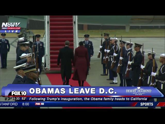 OBAMA'S FINAL WAVE: President Departs Joint Base Andrews for CA  After Trump Inauguration (FNN)