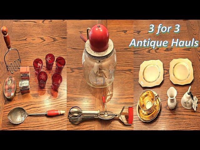 3 Amazing Antique Hauls - Red Vintage Kitchenware and More!