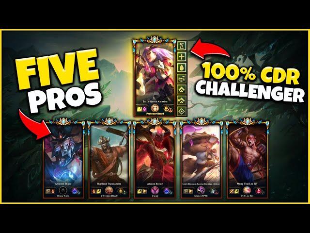 5 Pro Players vs 1 Challenger with 100% CDR (1v5) - League of Legends