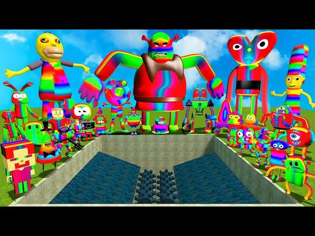  ALL RAINBOW 3D SANIC CLONES MEMES SPARTAN KICKING | BIG HOLE SHREDDER in Garry's Mod!