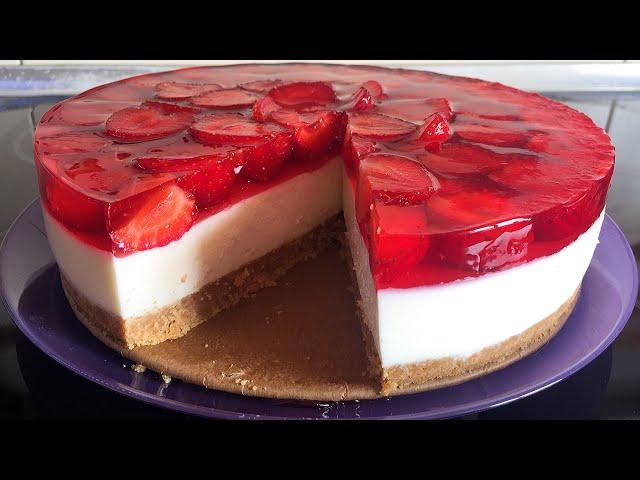 ЧИЗКЕЙК с клубникойТворожный Торт Без Выпечки! С Клубникой и Желе! Cheesecake with strawberries