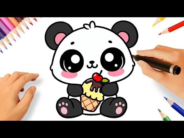 HOW TO DRAW A CUTE KAWAII PANDA ️