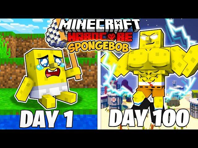 I Survived 100 Days as SPONGEBOB in HARDCORE Minecraft