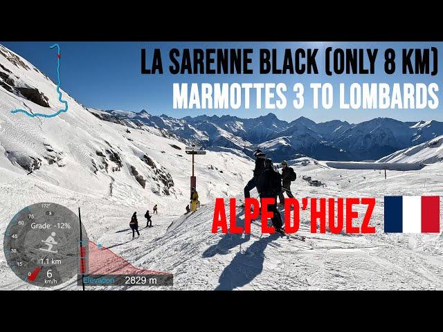 [4K] Skiing Alpe d'Huez, La Sarenne - From Marmottes 3 to Lombards (Only 8 KM), France, GoPro HERO11