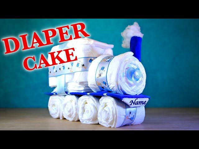 BABY SHOWER IDEA - DIY Train Diaper Cake - DIY Baby Shower on a Budget!