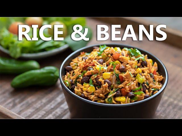 Mexican Inspired Rice and Beans Recipe 🪅 Healthy One Pot Black Bean Vegan Food (Super Easy)