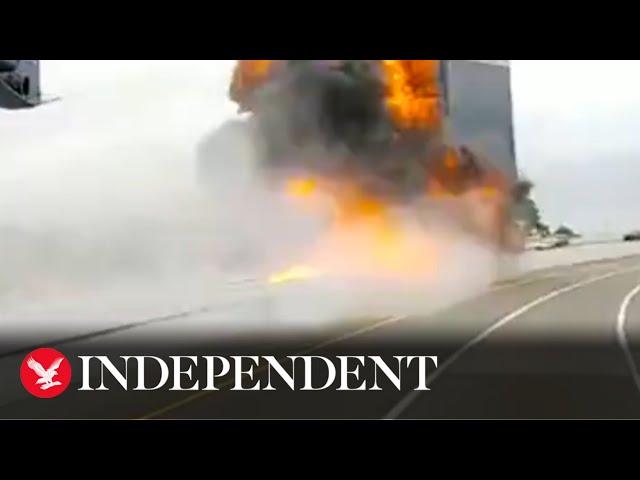 Fuel tanker crashes and explodes on Michigan highway