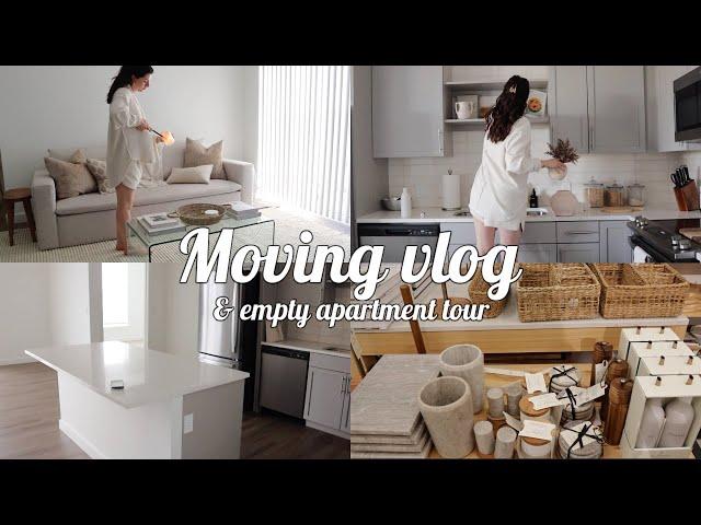 MOVING VLOG: empty apartment tour, decorating + organizing, target + trader joe's haul + more!