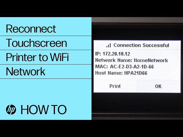 Reconnecting a Touchscreen Printer to a Wireless Network | HP Printers | HP Support