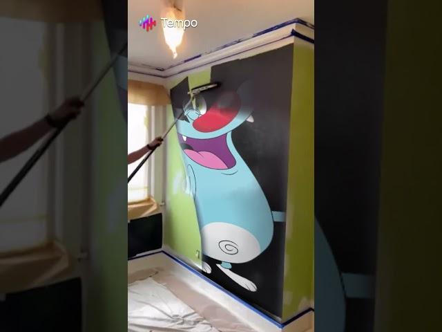 Painting The Wall Of Oggy #shorts #tempo #tempoapp