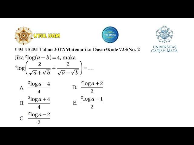 UM UGM Tahun 2017/Matematika Dasar/Kode 723/No. 2 (Logaritma)