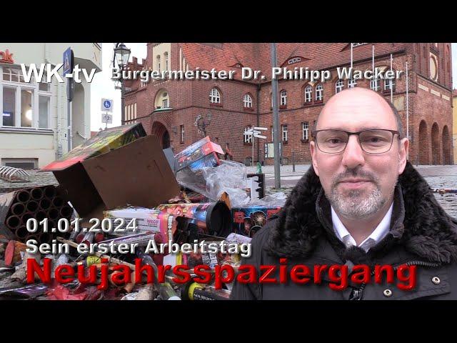 Neujahrsspaziergang 2024 - Erster Arbeitstag für Bürgermeister Dr. Philipp Wacker in Wittstock