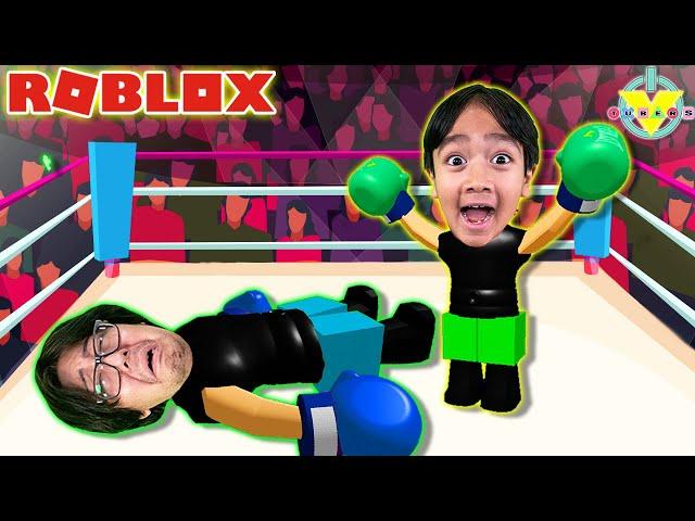 Ryan Vs Daddy! RYAN LEARNS TO BOX IN ROBLOX! Let's Play Roblox Boxing League!