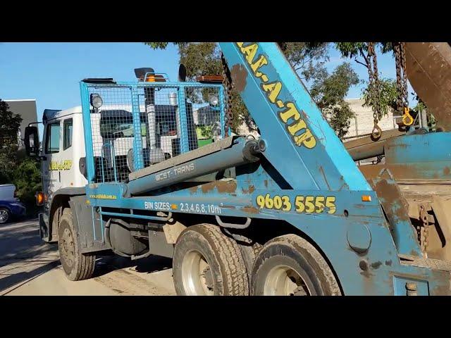 Dial A Tip Skip Bin Truck ready to load skip bin at Campbelltown