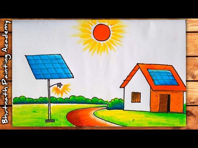 solar energy drawing competition||Solar panel drawing easy