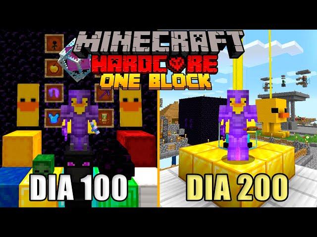 SOBREVIVÍ 200 DÍAS en MINECRAFT HARDCORE empezando en UN SOLO BLOQUE *Jugué 24hs y media*