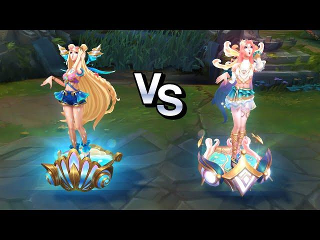 Ocean Song Seraphine vs Ocean Song Seraphine Prestige Edition Skins Comparison (League of Legends)