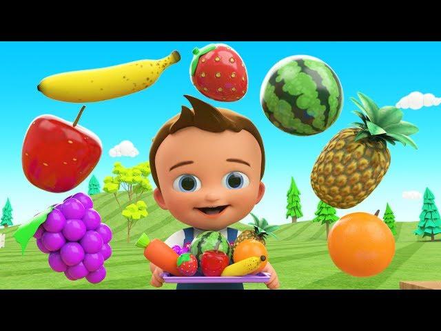 Learn Colors & Fruits Names for Children with Little Baby Fun Play Cutting Fruits Toy Train 3D Kids