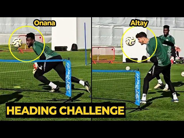 Andre Onana's funny reaction on his challenge with Altay Bayindir in final training ahead Brentford