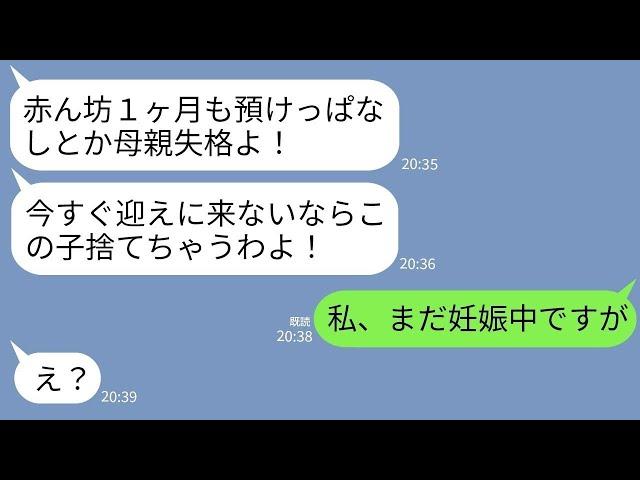 【LINE】義姉から突然怒りの連絡「いい加減赤ん坊の迎えに来い！1ヶ月も預けるとか母親失格よ！」私「まだ妊娠中ですよ？」→直後、恐ろしい真実が判明して義姉が真っ青に…w