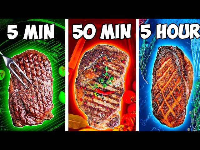 5 minute  vs 50 minutes vs 5 hours steak