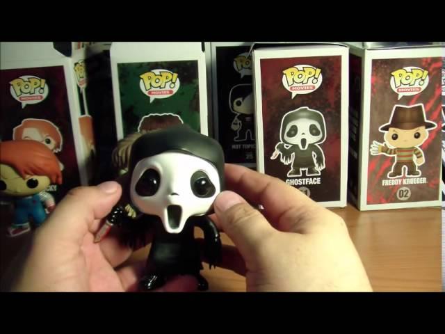 Cuatro Figuras Funko Pop de Terror, Ghost de Scream, Freddy Kruegger, Reagan y Chucky