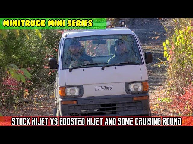 Mini-Truck (SE06 E06) Stock Hijet VS SUPERCHARGED race. Will the 5 speed fit? And some lunch.