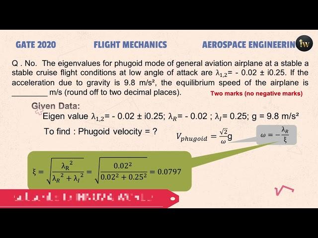 Flight Mechanics: GATE AE 2020 - Solved Numerical || @innovaworld #gateaerospace