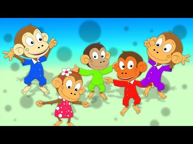 пять маленьких обезьян | прыгать на кровати | Five Little Monkeys | Oh My Genius Russia