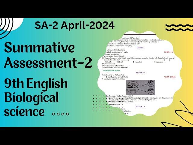 ️ Summative Assessment-2 SA-2 April-2024 9th Class Biological Science (NS) Model Paper ️