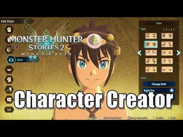 Monster Hunter Stories 2 Character Creator and customize the game's protagonist