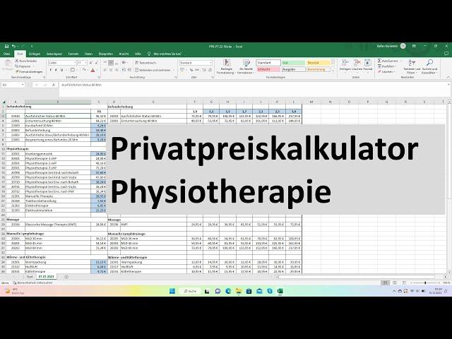 Tool für Privatpreiskalkulation in der Physiotherapie