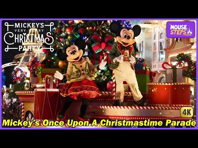 Mickey’s Once Upon A Christmastime Parade 2024 - Castle View at Very Merry Christmas Party - 4K