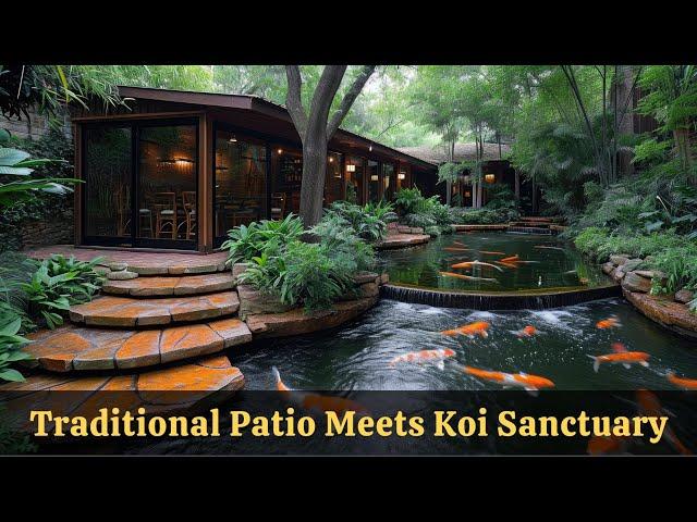 Harmonious Architecture: Traditional Patio and Koi Pond Fusion