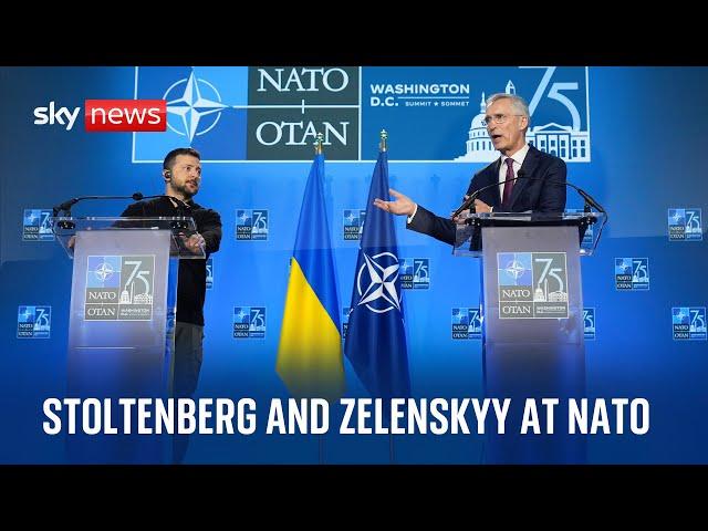 Stoltenberg and Zelenskyy hold a joint news conference at NATO summit