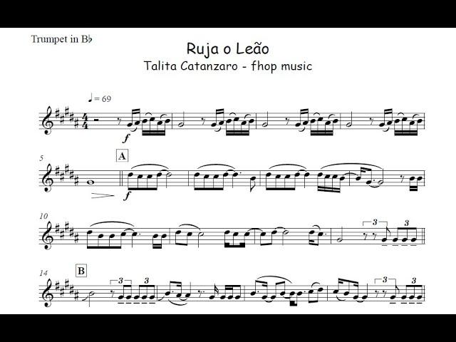 Ruja o Leão - Talita CatanzaroPartitura Violino, Viola, Cello, Bateria, Piano, Teclado, Cifra