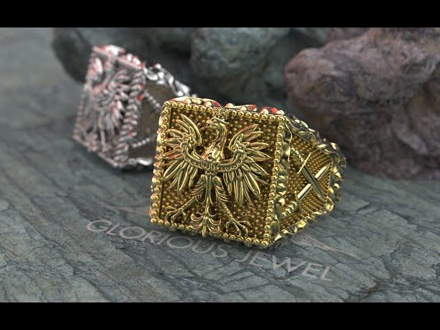 Polish eagle solid signet ring