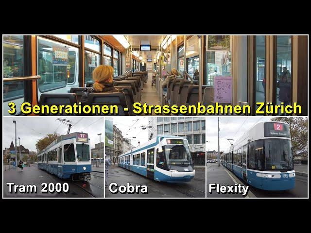 Drei VBZ Strassenbahn-Generationen der Stadt Zürich