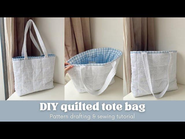 DIY quilted bag - drafting & sewing a quilted bag from scraps! Sewing & Pattern making tutorial