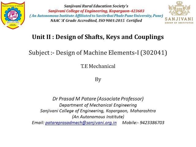 Introduction to Design of Shafts