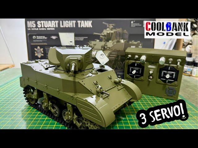 UNBOXING THE NEW COOLBANK  1/16TH M5A1 STUART LIGHT TANK & TAKING A LOOK INSIDE 3 SERVOS DCD GEARBOX