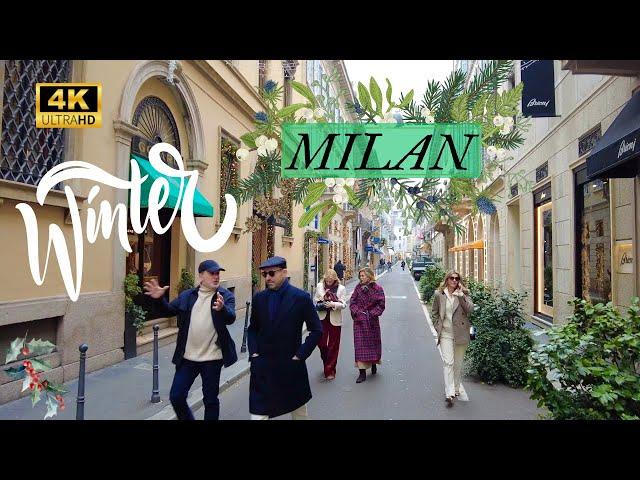 [4K] Winter Elegance in Milan  Italy Walking Tour with Christmas Markets & Fashion