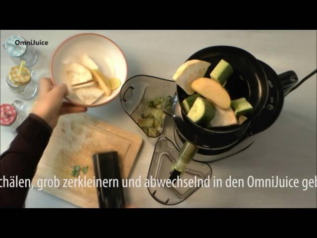 Sellerie-Gurken-Koriander-Saft, frisch im OmniJuice zubereitet