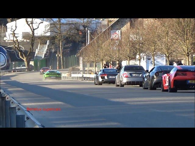 Supercars arrive at car event at Spa Francorchamps