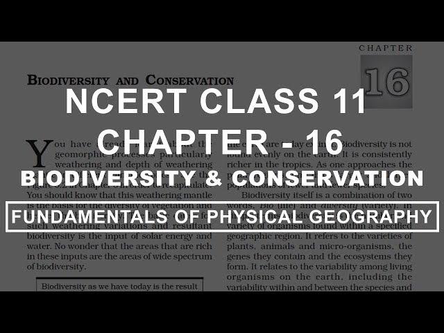 Biodiversity and Conservation - Chapter 16 Geography NCERT Class 11