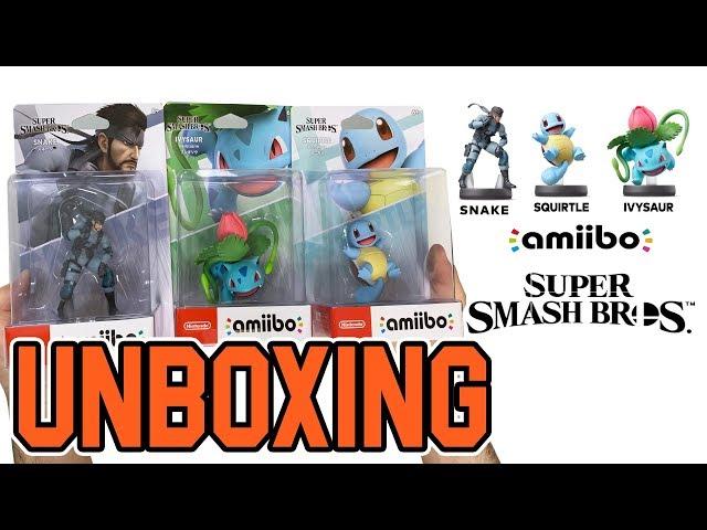 Super Smash Bros Ultimate Solid Snake / Ivysaur / Squirtle Amiibo Unboxing