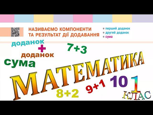 Математика 1 клас НУШ. РОЗДІЛ 2. Називаємо компоненти та результат дії додавання (с. 47)