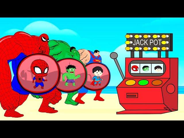 Rescue HULK Baby, SUPER Baby, SPIDER Baby From Slot Machine | Super Heroes Animation