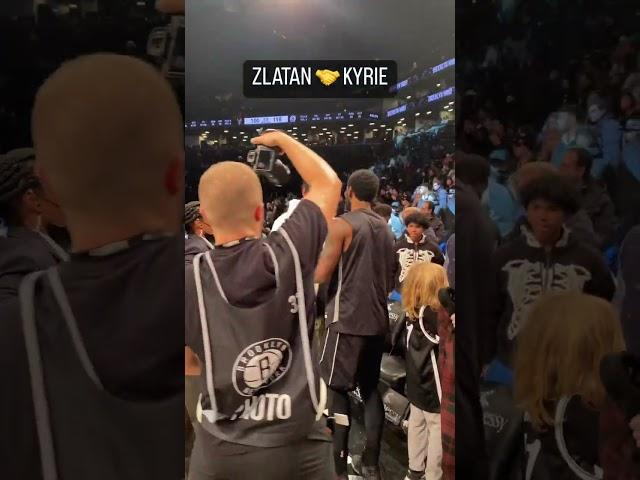 Zlatan Ibrahimovic and Kyrie Irving at the Brooklyn game. Irving gave the jersey to Zlatan
